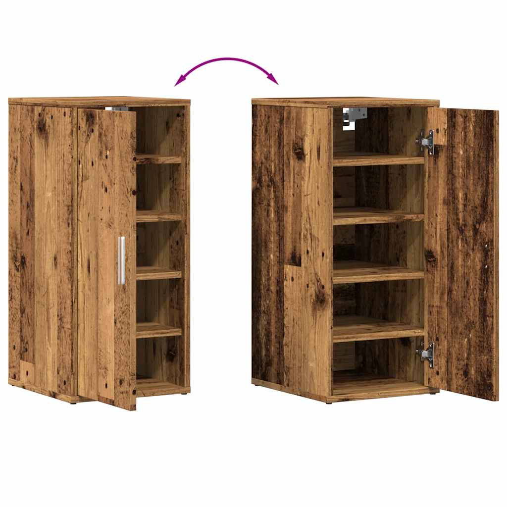 Haven Set Of 2 Shoe Cabinet Old Pine 5 Compartments Skinny & Tall