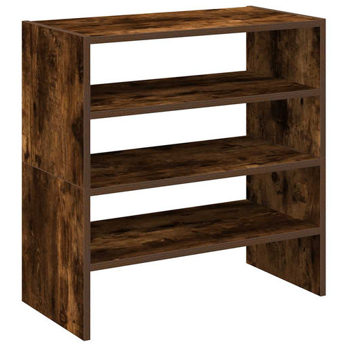 Modern 15 Pair 24" Smoked Oak Shoe Rack With 3-Tiers
