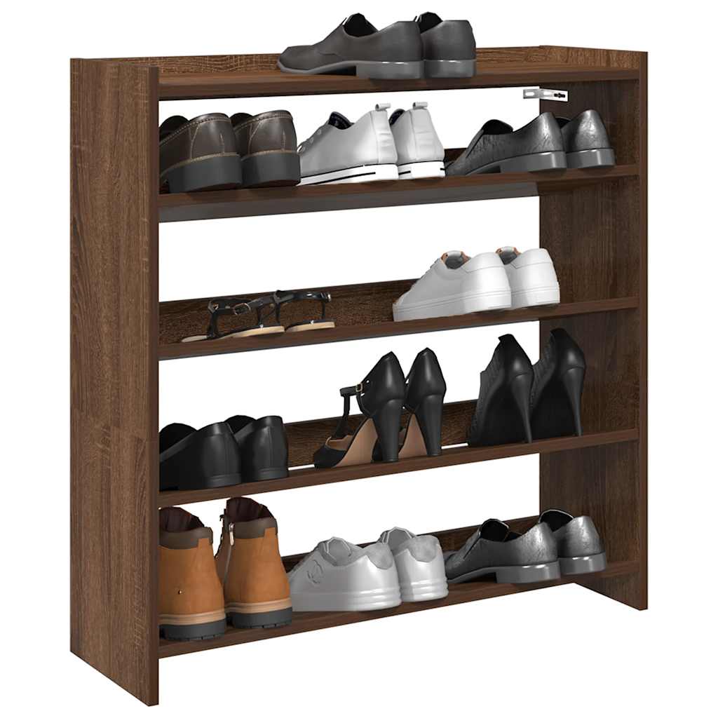 Modern 15 Pair 23" Oak Shoe Rack With 4-Tiers