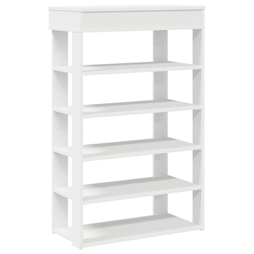 Shoe Cabinet Natural Wood 5 Open Compartments Skinny & Tall