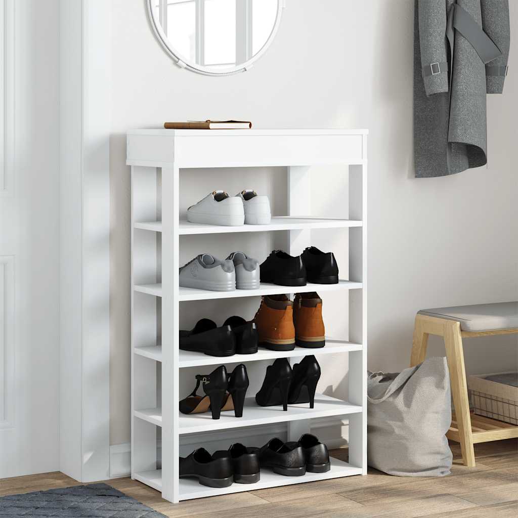 Shoe Cabinet Natural Wood 5 Open Compartments Skinny & Tall