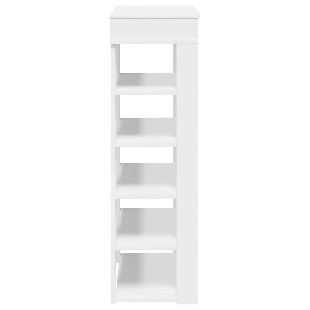 Shoe Cabinet Natural Wood 5 Open Compartments Skinny & Tall