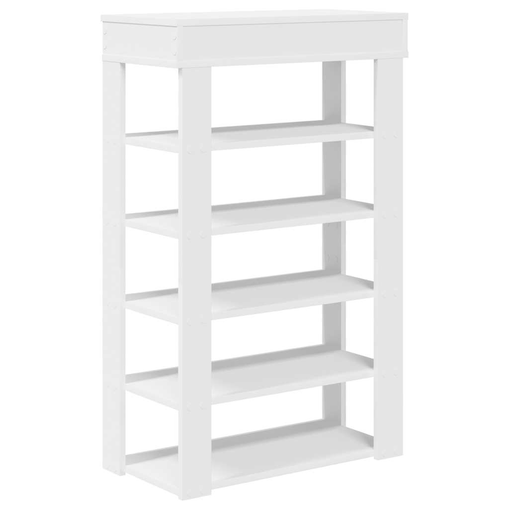 Shoe Cabinet Natural Wood 5 Open Compartments Skinny & Tall