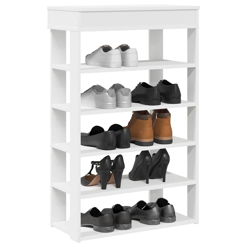 Shoe Cabinet Natural Wood 5 Open Compartments Skinny & Tall