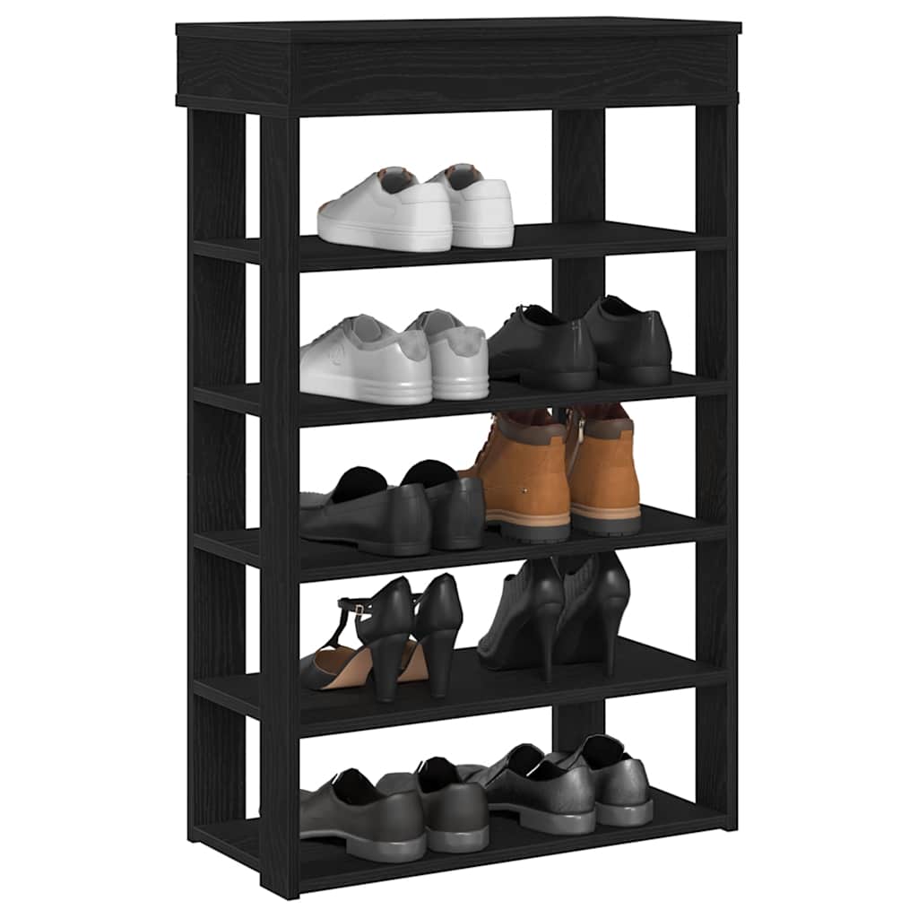 Shoe Cabinet Natural Wood 5 Open Compartments Skinny & Tall