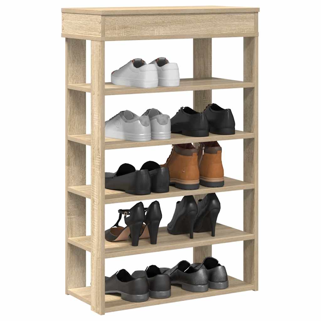 Shoe Cabinet Natural Wood 5 Open Compartments Skinny & Tall