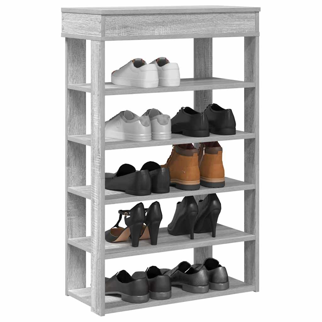 Shoe Cabinet Natural Wood 5 Open Compartments Skinny & Tall