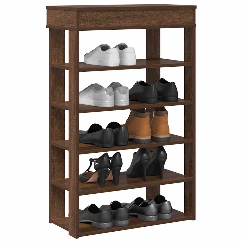 Shoe Cabinet Natural Wood 5 Open Compartments Skinny & Tall