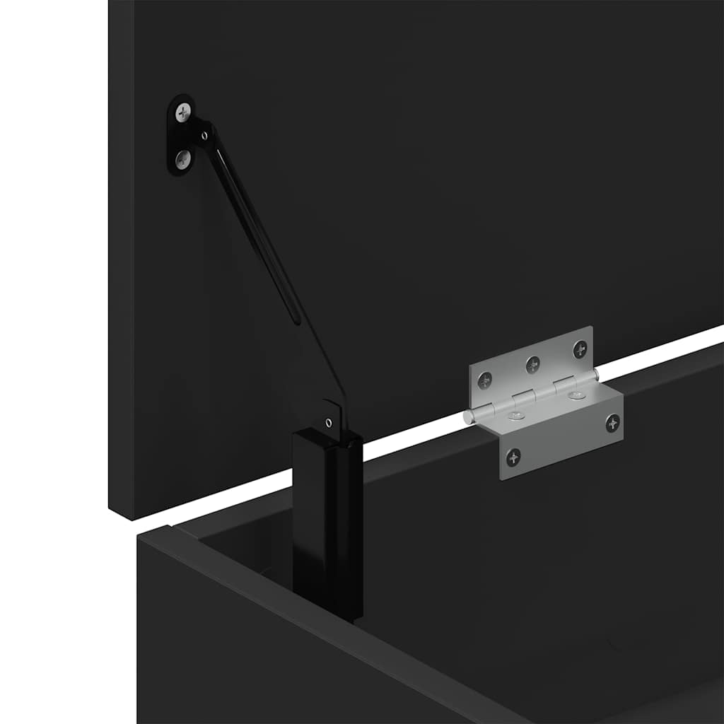 Shoe Bench Black Wood 3 Compartments Medium