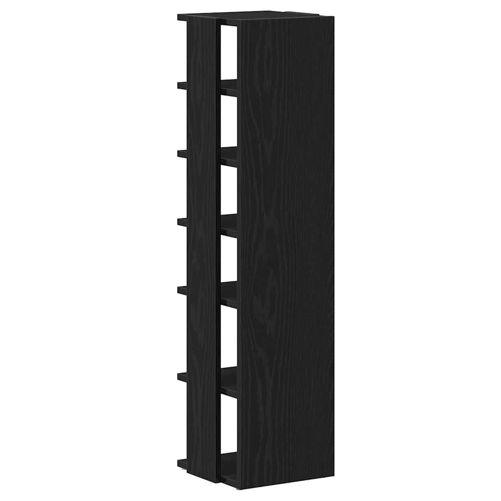 Set Of 2 Shoe Rack Black Wood 6 Compartments Tall & Skinny
