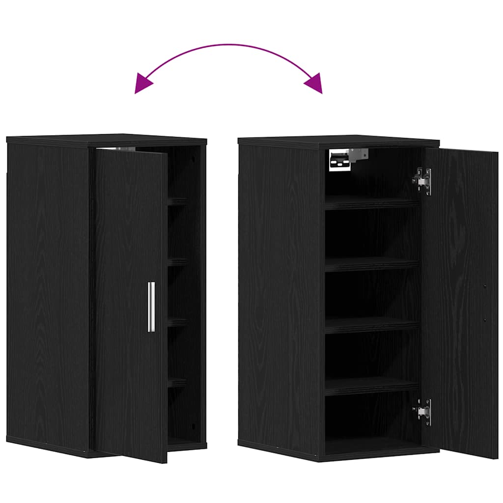 Set Of 2 Shoe Racks Black Wood 3 Compartments Tall
