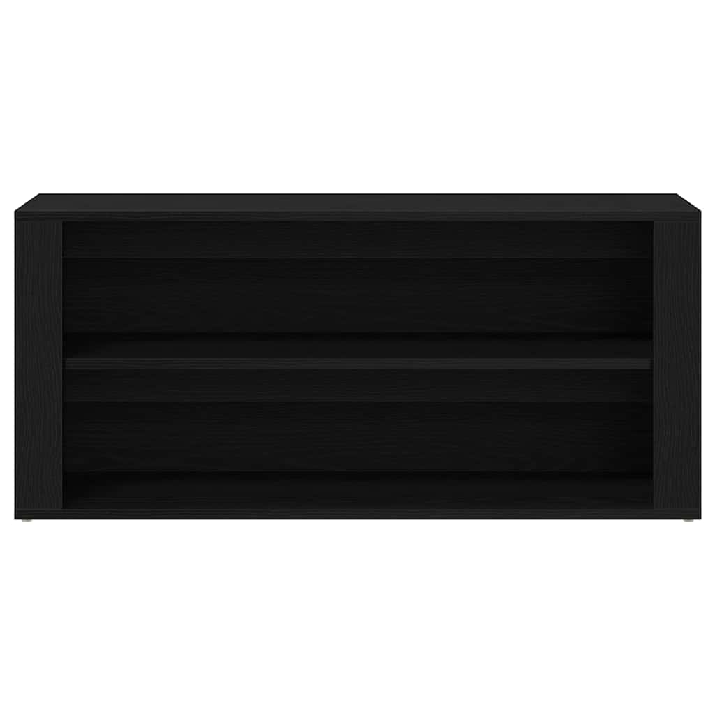 Shoe Bench Black Wood 2 Compartments Small