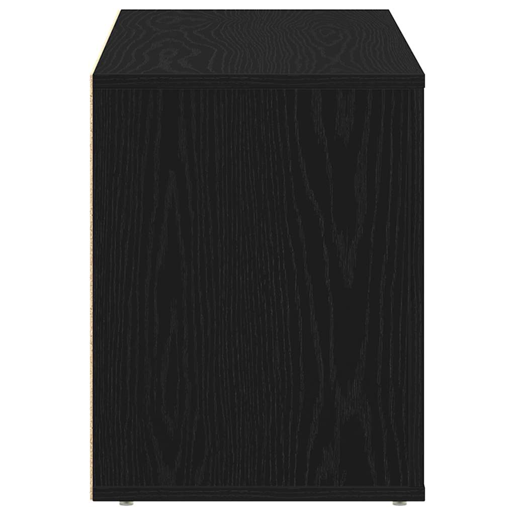 Shoe Bench Black Wood 2 Compartments Small