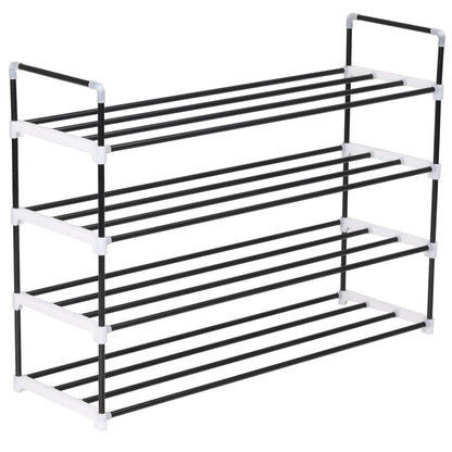 Loft Shoe Rack Black Metal Rectangular 4 Tiers