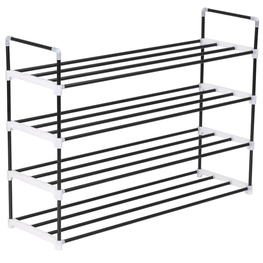 Loft Shoe Rack Black Metal Rectangular 4 Tiers