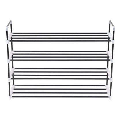 Loft Shoe Rack Black Metal Rectangular 4 Tiers