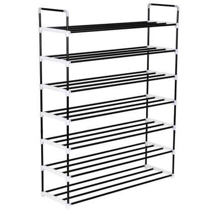 Loft Shoe Rack Black Metal Rectangular 4 Tiers
