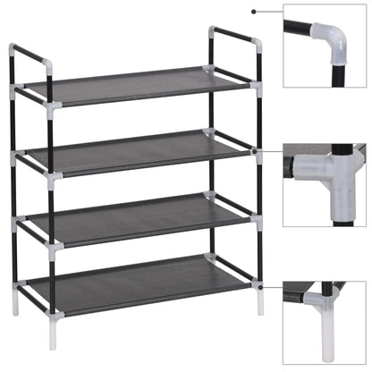 Mode Shoe Rack Black Metal Rectangular 4 Tiers