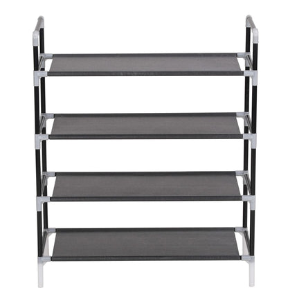Mode Shoe Rack Black Metal Rectangular 4 Tiers