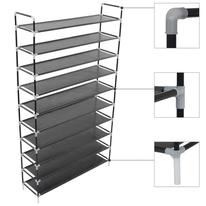 Mode Shoe Rack Black Metal 4 Tall 14 Tiers