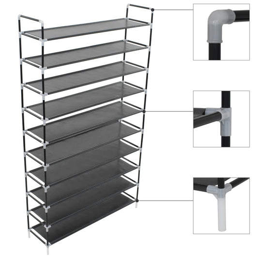 Mode Shoe Rack Black Metal 4 Tall 14 Tiers
