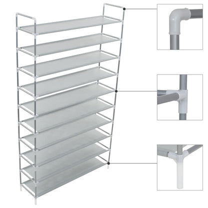 Mode Shoe Rack Black Metal 4 Tall 14 Tiers