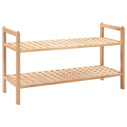 Earth Shoe Rack Natural Solid Walnut 2 Tiers