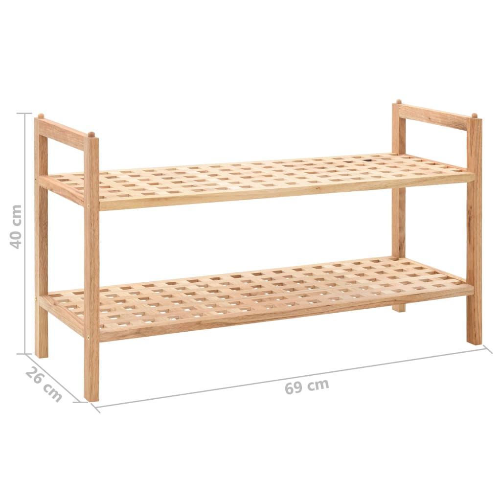 Earth Shoe Rack Natural Solid Walnut 2 Tiers