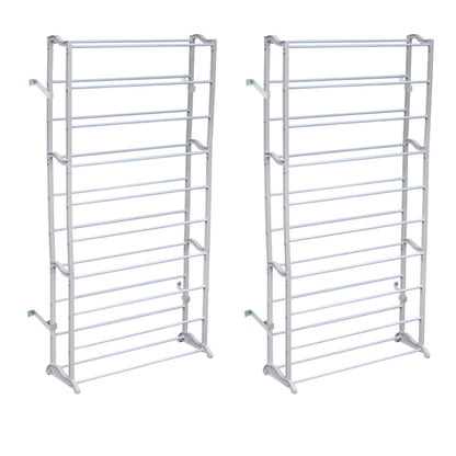 Mode Shoe Rack Set Of 2 Gray Polypropylene Light Weight 12 Tiers