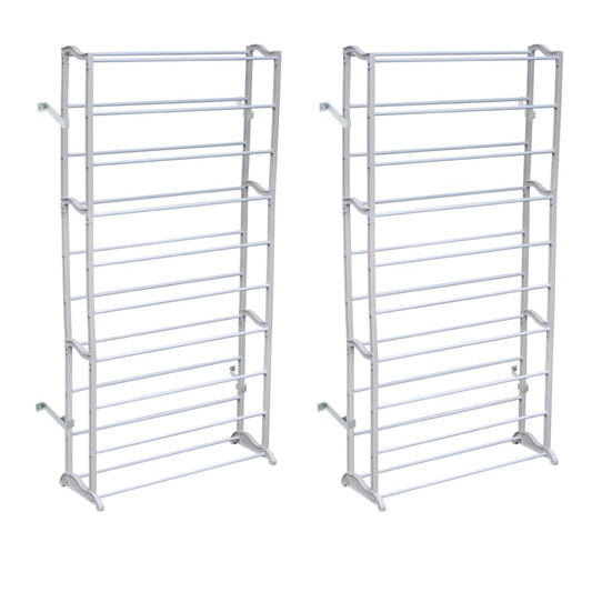 Mode Shoe Rack Set Of 2 Gray Polypropylene Light Weight 12 Tiers
