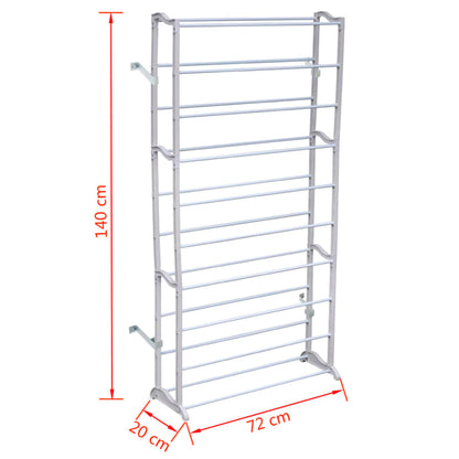 Mode Shoe Rack Set Of 2 Gray Polypropylene Light Weight 12 Tiers