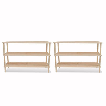 Loft Shoe Cabinet Set Of 2 Oak Wide & Long 3 Tiers