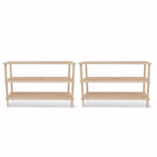 Loft Shoe Cabinet Set Of 2 Oak Wide & Long 3 Tiers