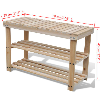 Loft Shoe Cabinet Oak Wide & Long 3 Tiers