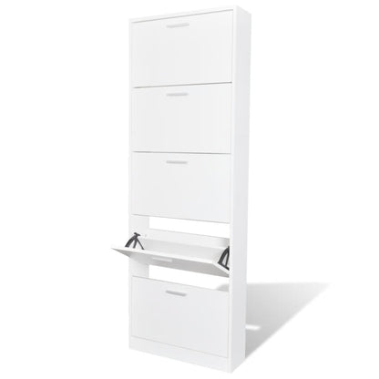Loft Shoe Cabinet Smoked Oak Aluminium Alloy 5 Compartments Tall & Narrow