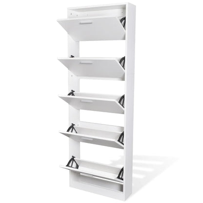 Loft Shoe Cabinet Smoked Oak Aluminium Alloy 5 Compartments Tall & Narrow