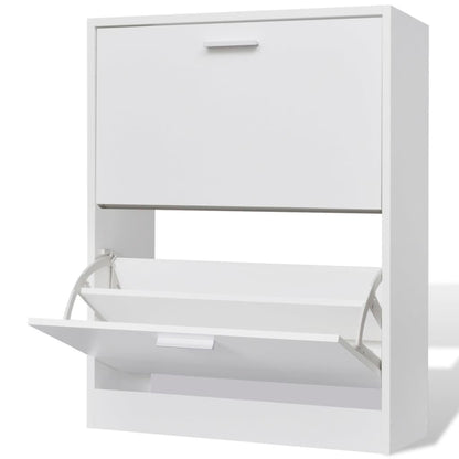 Loft Shoe Cabinet Engineered Wood 2 Drop-Down Drawers Compact