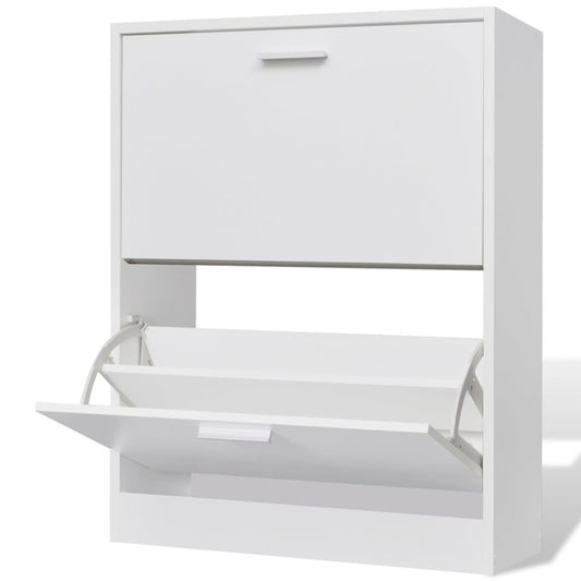 Loft Shoe Cabinet Engineered Wood 2 Drop-Down Drawers Compact