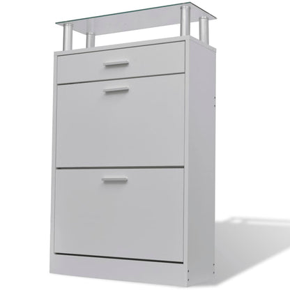 Loft Shoe Cabinet Engineered Wood 3 Drop-Down Drawers Medium Height