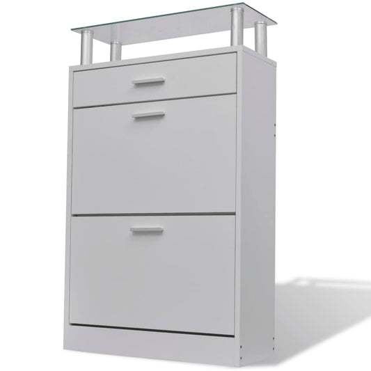 Loft Shoe Cabinet Engineered Wood 3 Drop-Down Drawers Medium Height