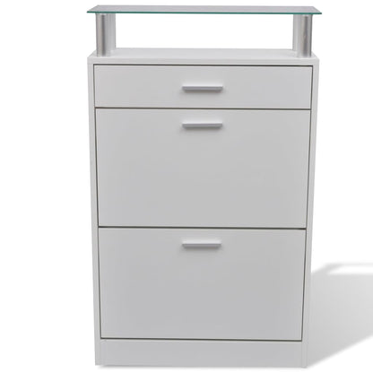 Loft Shoe Cabinet Engineered Wood 3 Drop-Down Drawers Medium Height