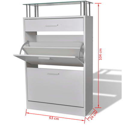 Loft Shoe Cabinet Engineered Wood 3 Drop-Down Drawers Medium Height