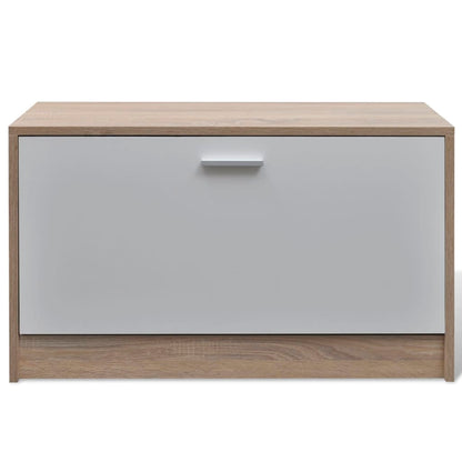 Mode Shoe Cabinet Oak and White Engineered Wood, Plastic, Aluminum Alloy