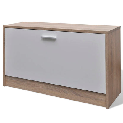 Mode Shoe Cabinet Oak and White Engineered Wood, Plastic, Aluminum Alloy