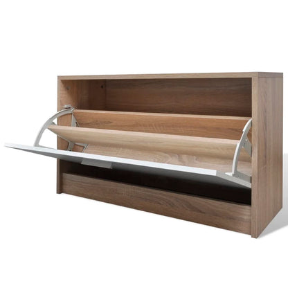 Mode Shoe Cabinet Oak and White Engineered Wood, Plastic, Aluminum Alloy