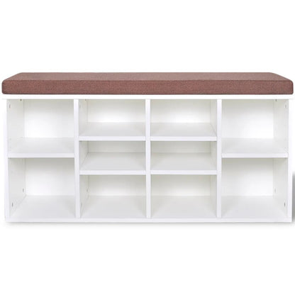 Loft Shoe Bench Natural Walnut White Frame & Brown Leather Seat Rectangular