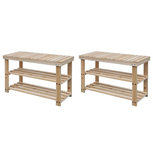 Craft Shoe Rack Set of 2 Solid Walnut 3 Tiers Rectangular