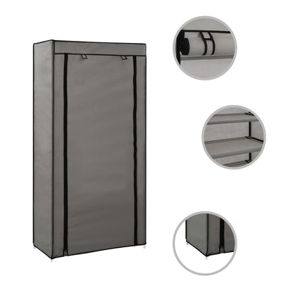 Craft Shoe Cabinet Gray Polypropylene & Iron 10 Tiers