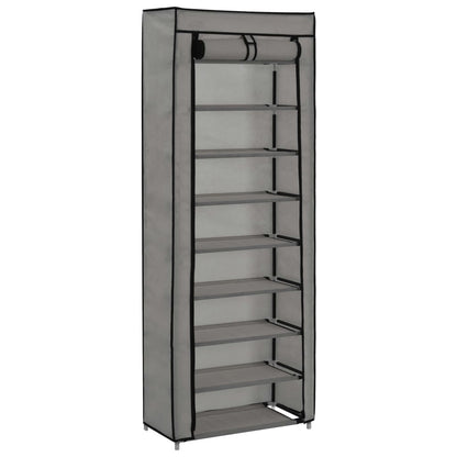 Craft Shoe Cabinet Gray Polypropylene & Iron 10 Tiers