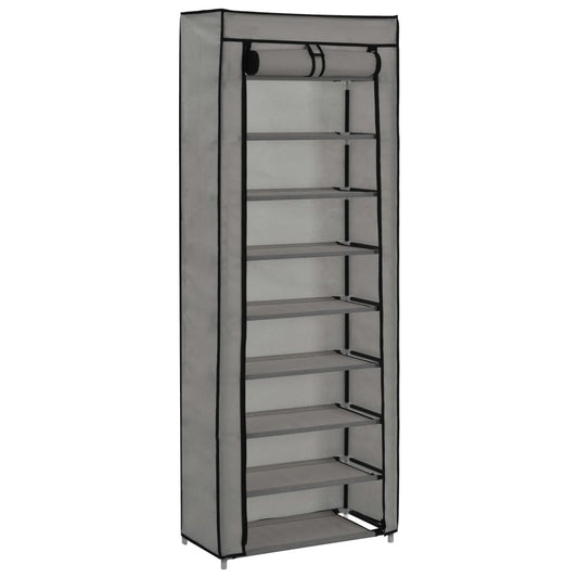 Craft Shoe Cabinet Gray Polypropylene & Iron 10 Tiers